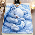 Cute Teddy Portable Blanket - 1-Piece Lightweight Soft Warm Digital Print 2D Flat Fabric Bedding Blanket, Ideal for Travel, Camping