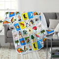 Mexican Loteria Card Pattern Blanket, Soft Flannel Blanket, Cool Bedroom Bedding Blankets, Air-conditioned Room Blanket, Warm Nap Blanket for Home & Office, Flannel Throw Blanket