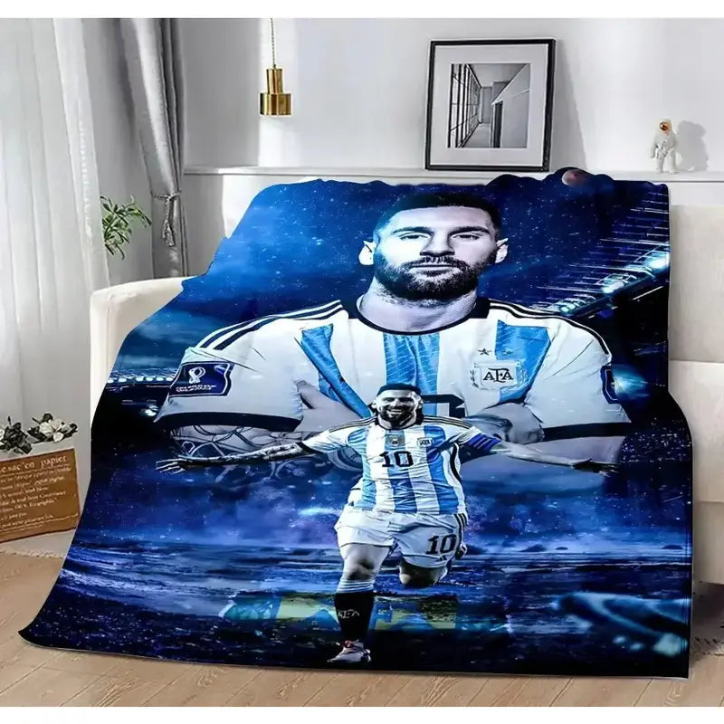 Messi Football Fans Blanket Lightweight Soft Flannel Blanket for Sofa Beds Living Rooms Suitable for Children Adults Birthday Holiday Party Halloween Gifts