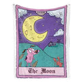 Courage the Cowardly Dog Moon Tarot Card Flannel Fabric Blanket - Quirky Gifts, Multi-Size, Cartoon Head Blankets, Whimsical Tarot Design, Glowing Crescent Moon, Retro Mystical Vibes, Travel-Ready Throw for Room Decor & Cozy Nights