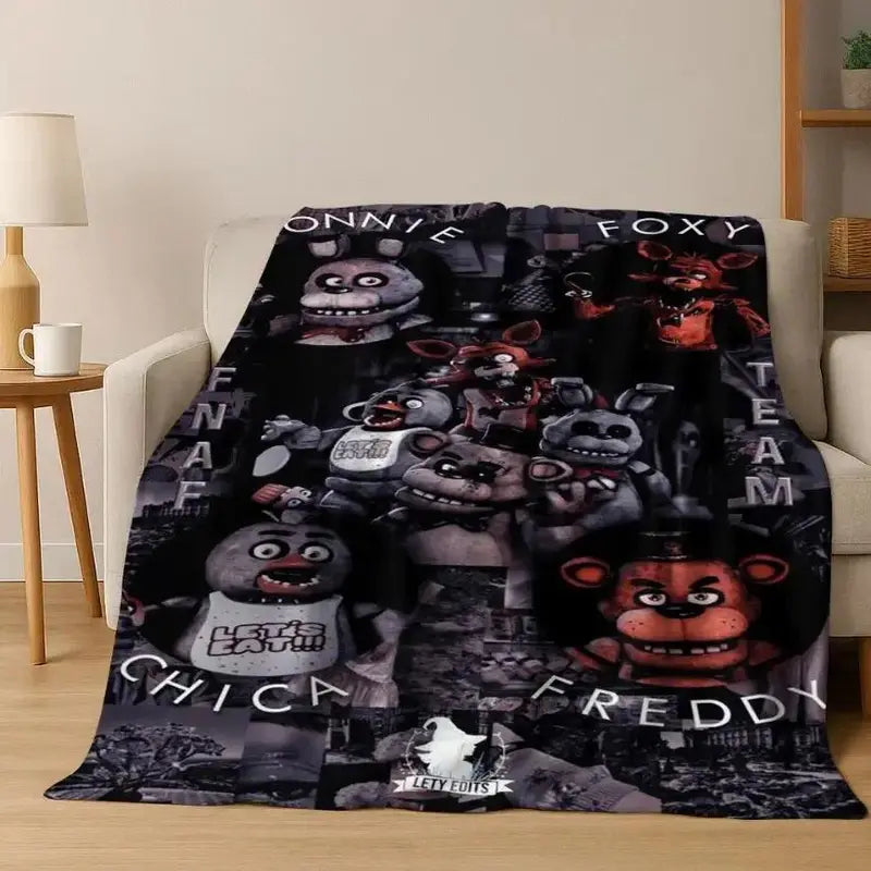 FNAF 5 Nights at Freddy's 3D Game Cartoon Flannel Blanket - Soft, Warm Throw for Bed, Travel, Gamer Decor Gift