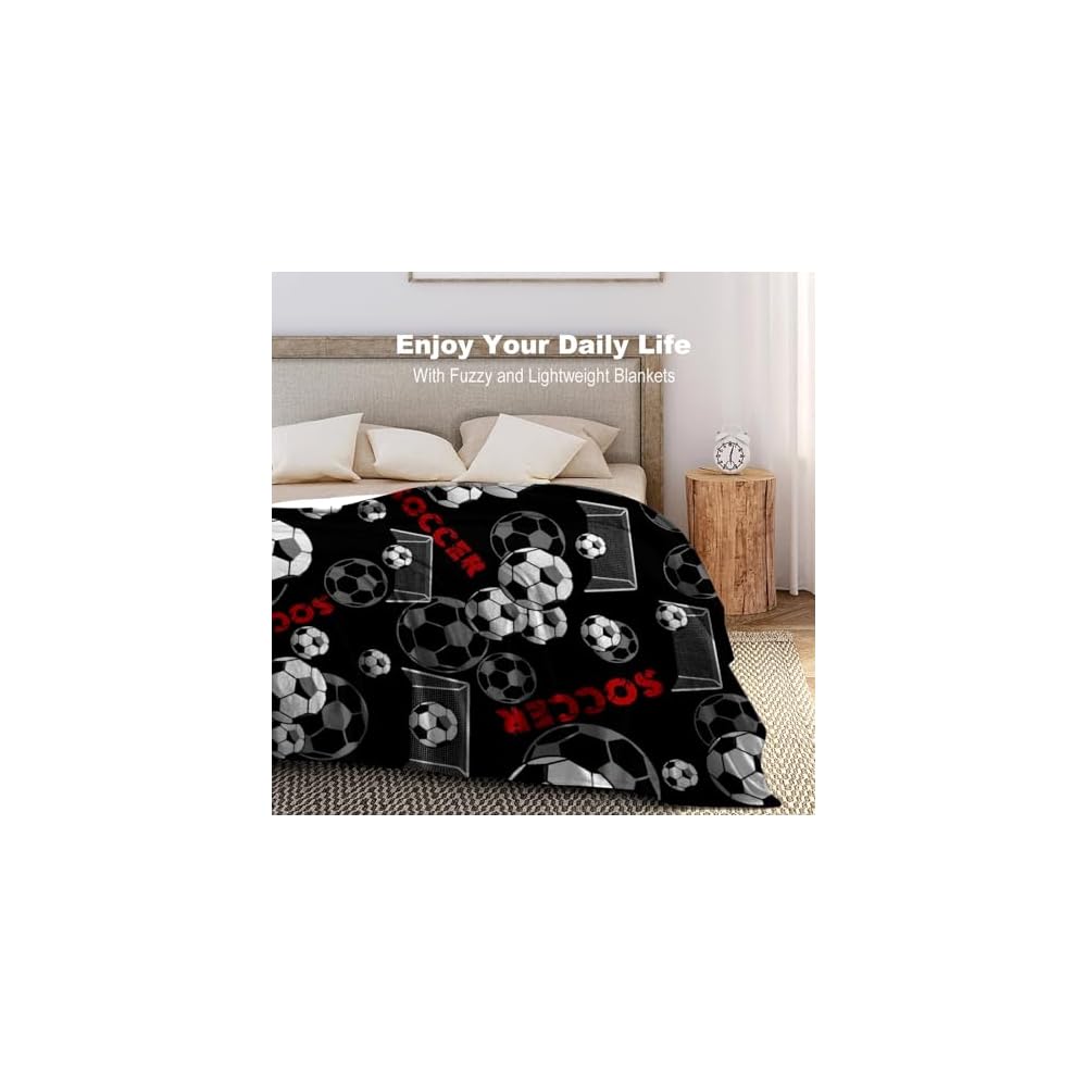 Super Soft Soccer Blanket Lightweight Cozy 3D Printed Flannel Baseball Basketball Throw Blankets for Sport Fans Kids Adults Gifts 50"X40"