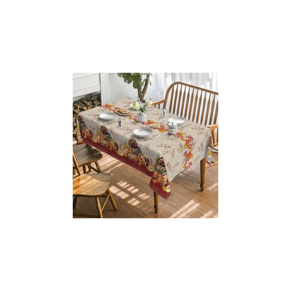 Thanksgiving Tablecloth 60×84 Inch Rectangular, Holiday Decor