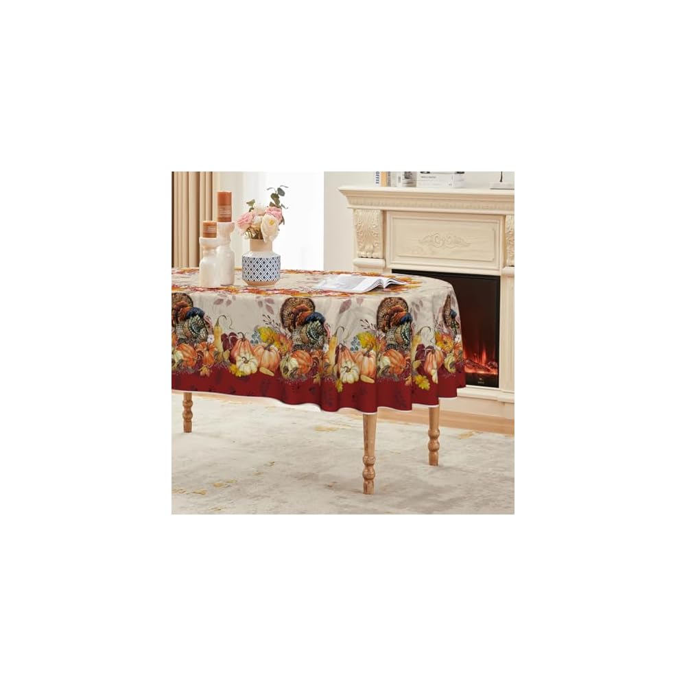 Thanksgiving Tablecloth 60×84 Inch Rectangular, Holiday Decor