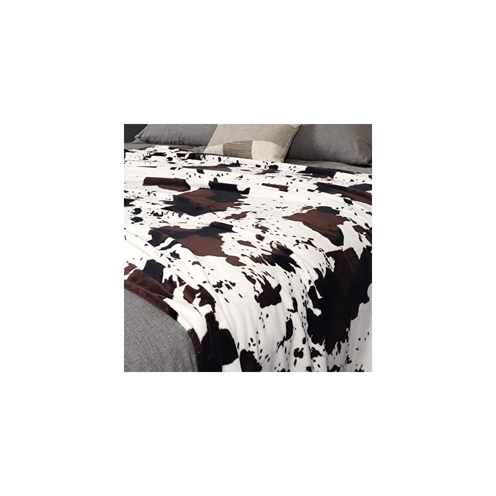 Flannel Cow Print Blanket 60"x80", Ultra Cozy Cow Throw Blanket for Couch Bed and Travel, Cow Decor Throw Blankets for Bed, All Seasons Twin Size Blanket 60"x80"