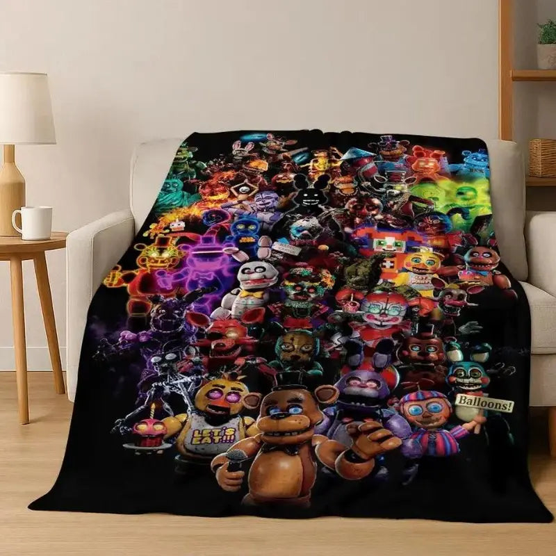 FNAF 5 Nights at Freddy's 3D Game Cartoon Flannel Blanket - Soft, Warm Throw for Bed, Travel, Gamer Decor Gift